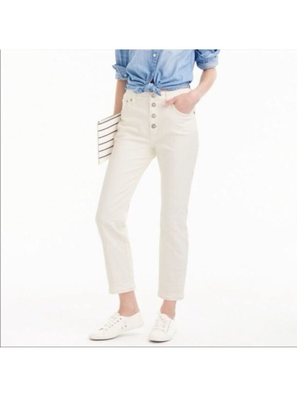 J. Crew White Vintage Crop Button Close Jeans Size 28
